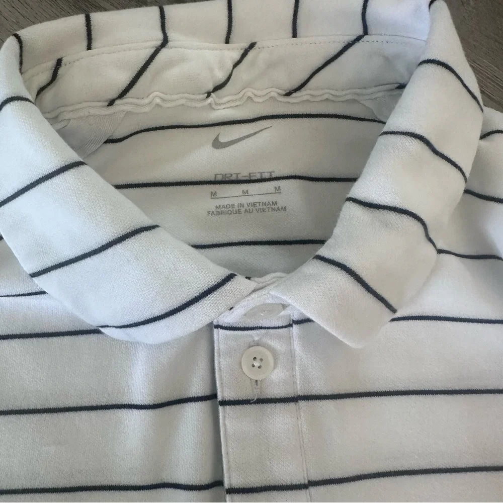 Nike Dri-Fit White & Black Polo Shirt